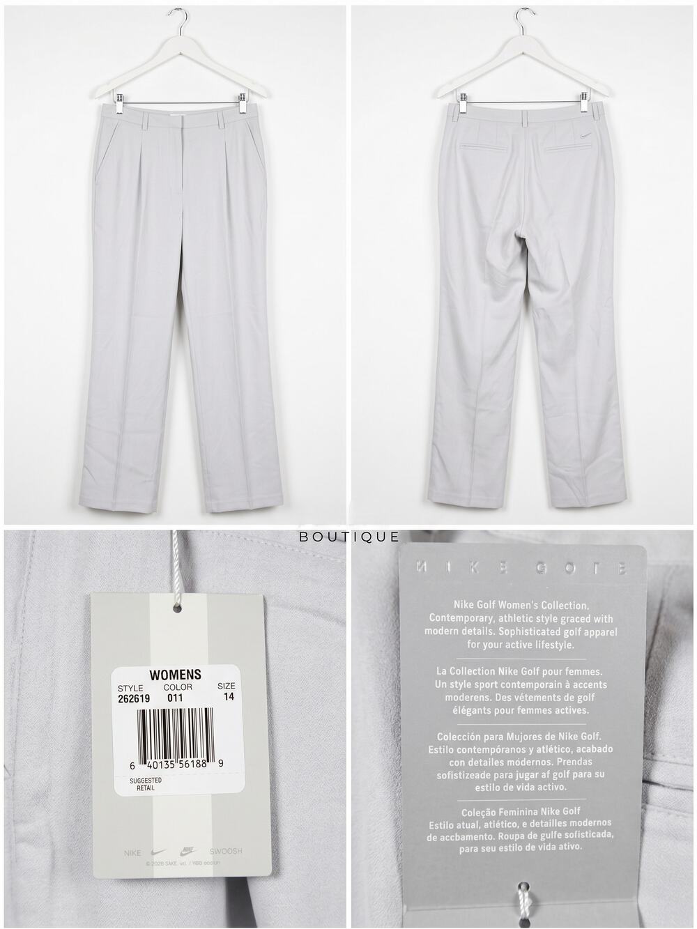 Nike Golf Women's Collection Pleated Trousers Grey NWT Size 14